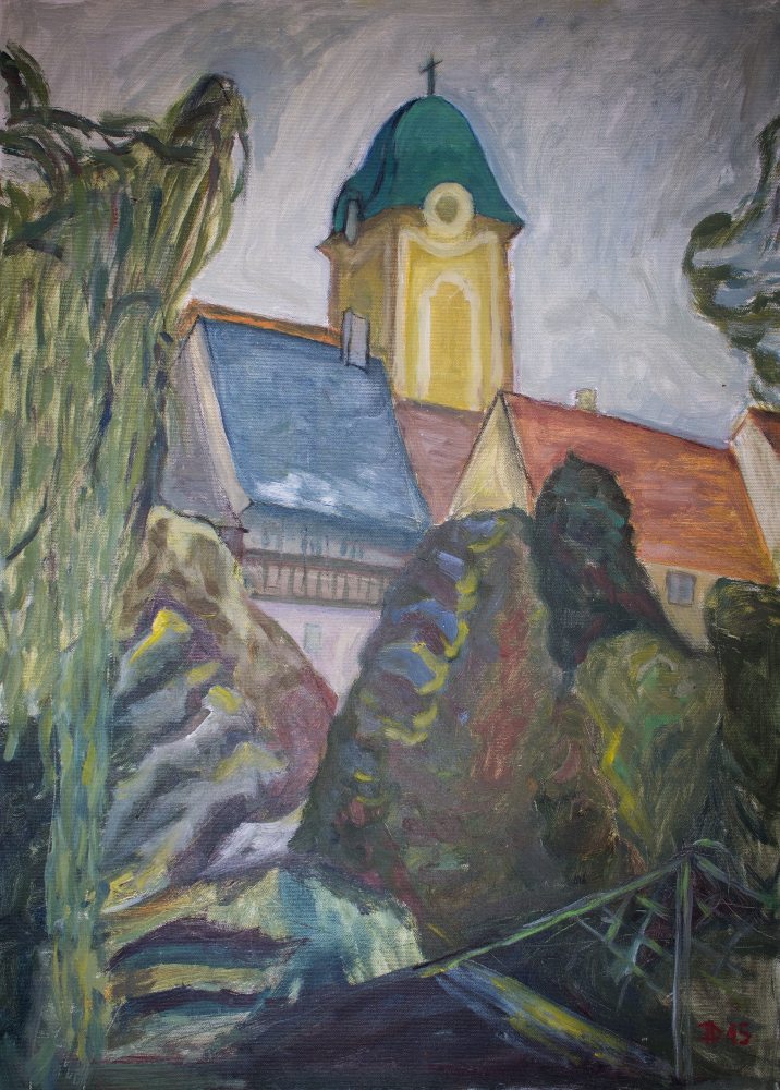 Nepřehlédnutelná dominanta, 2015, olej na plátně, 70 x 50 cm