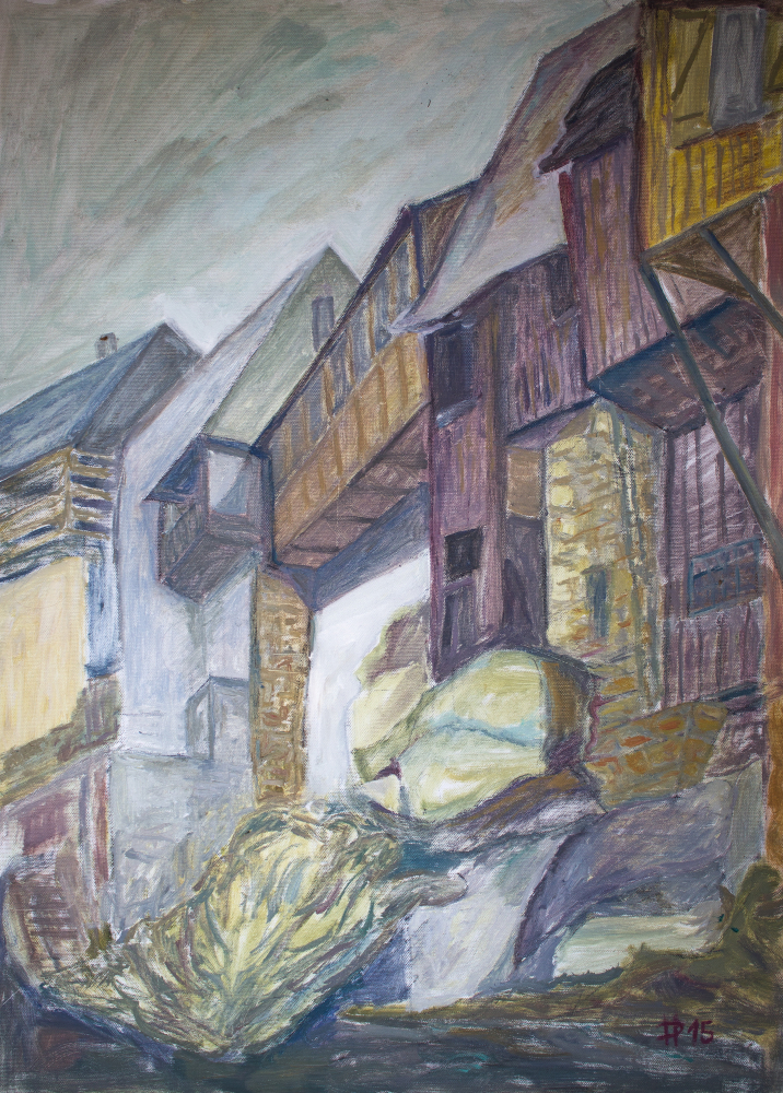 Když se domek k domku vine, 2015, olej na plátně, 70 x 50 cm