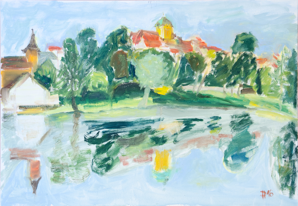 Barevný rybník Barvíř, 2016, olej na plátně, 50 x 70 cm