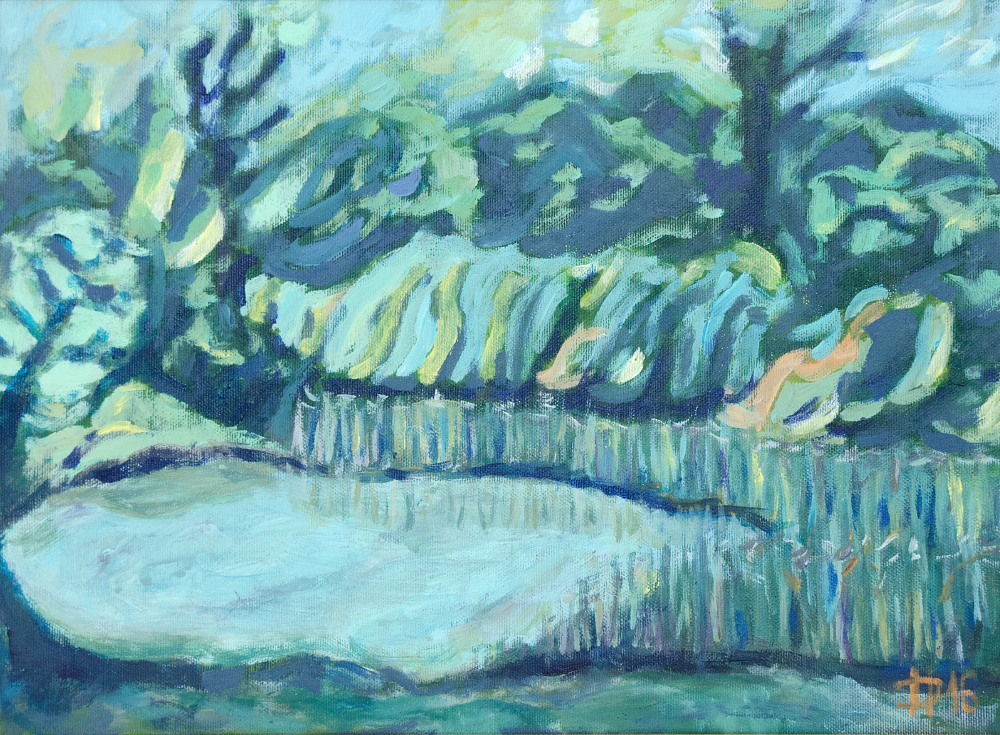 Když světlo zmodrá, 2016, akryl na plátně, 30 x 40 cm