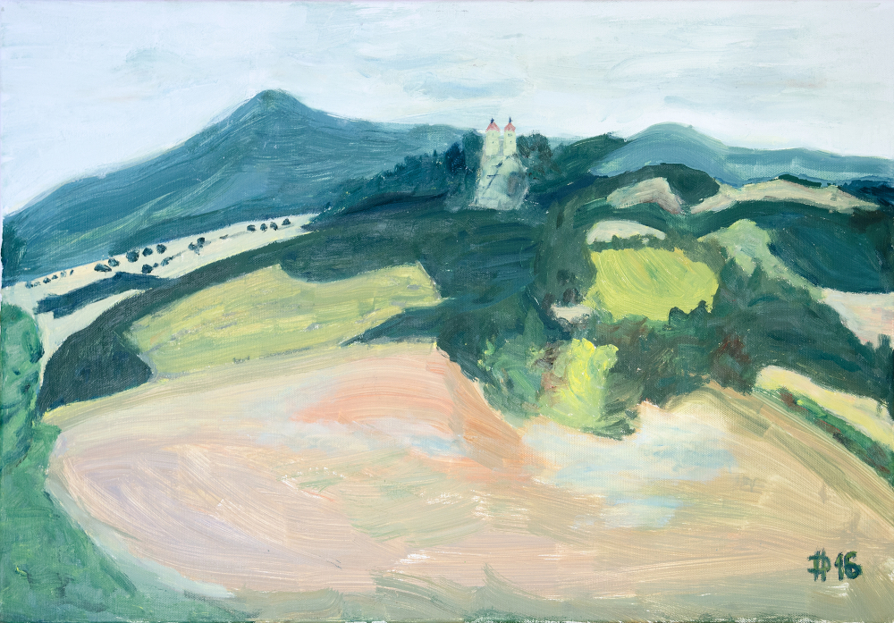 Zaoblená krajina, 2016, olej na plátně, 50 x 70 cm