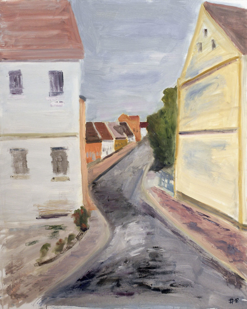 Barevná ulička, 2018, olej na plátně, 100 x 80 cm