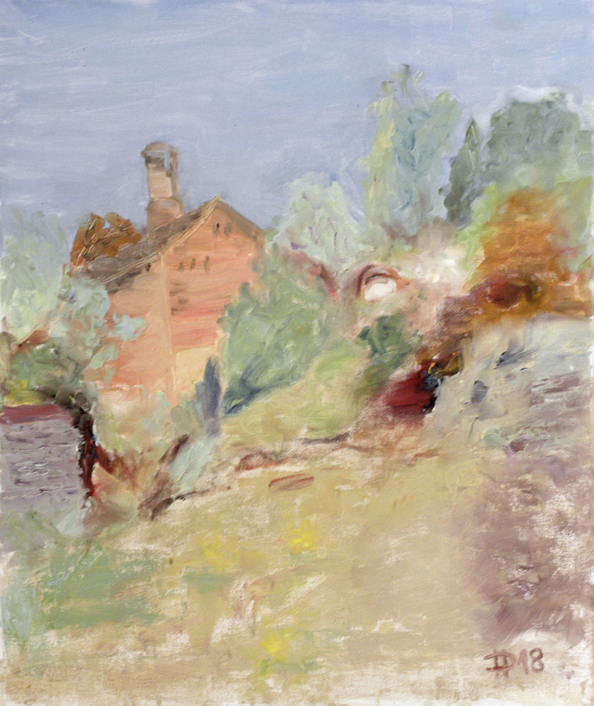 Pivovar v Konojedech, 2018, olej na plátně, 60 x 50 cm