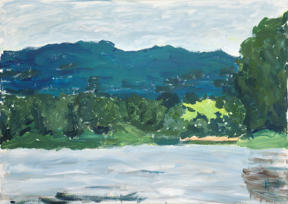 V několika plánech, 2018, akryl na plátně, 50 x 70 cm