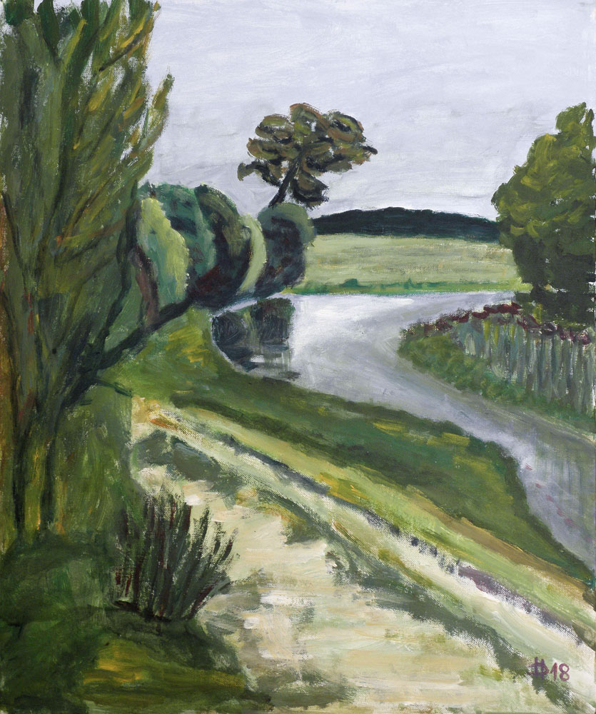 Zádumčivá zátočina, 2018, akryl na plátně, 60 x 50 cm