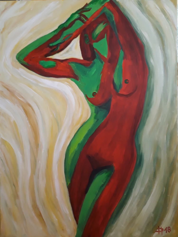 Zakloněná, 2018, akryl na plátně, 120 x 80 cm