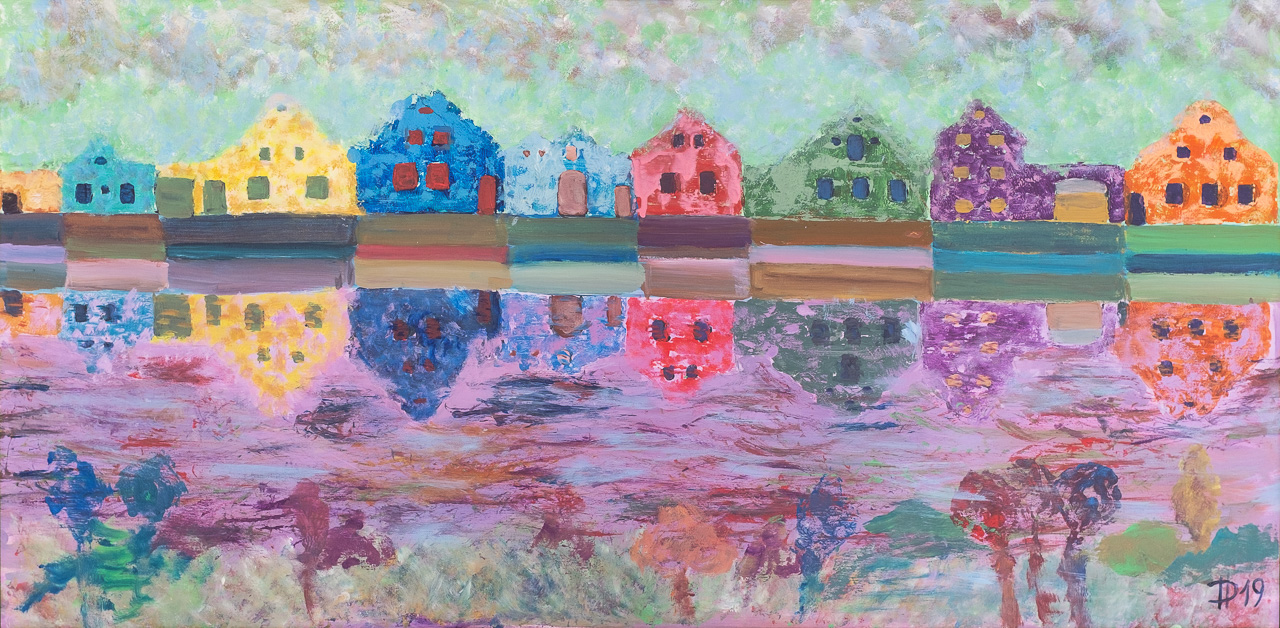 Selské baroko, 2019, akryl na plátně, 50 x 100 cm