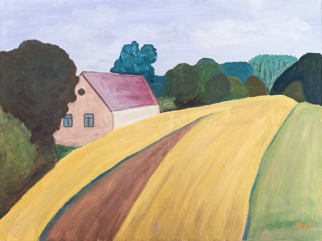 Kuřátko a obilí, 2019, olej na plátně, 60 x 80 cm