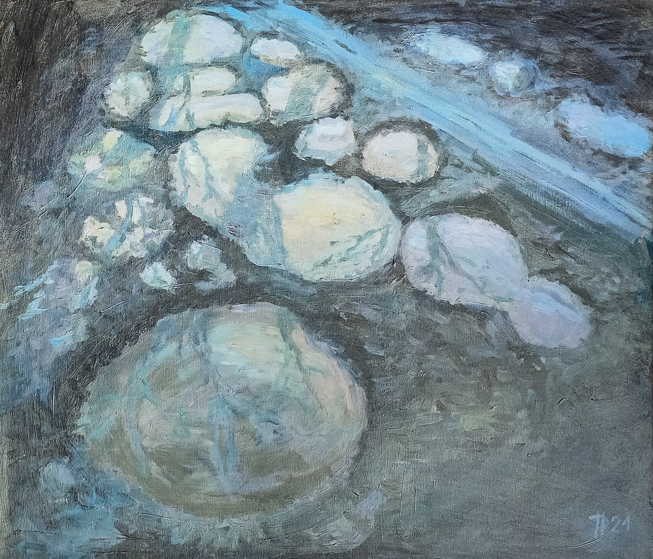 Louže mého domova, 2021, olej na plátně, 60 x 70 cm