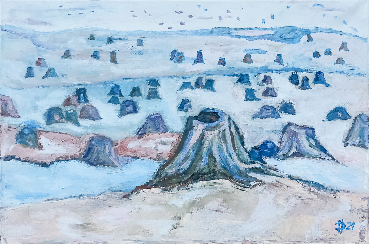 Les v minulém čase, 2021, olej na plátně, 40 x 60 cm