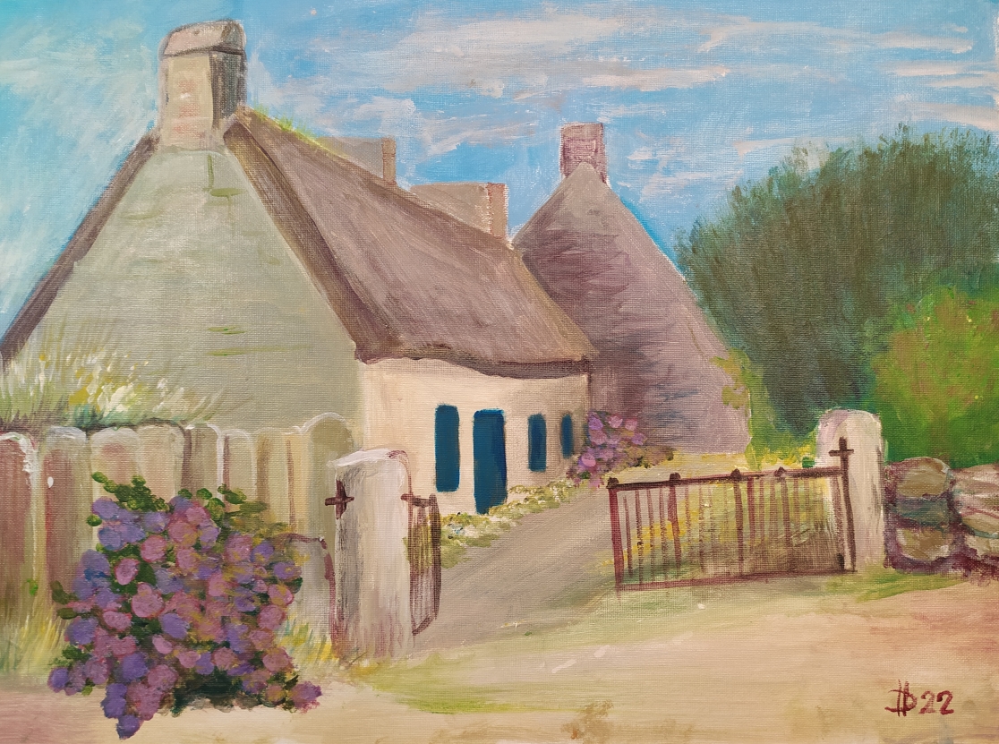 Bretaň: Dům v Nevéz, 2022, akryl na plátně, 46 x 33 cm