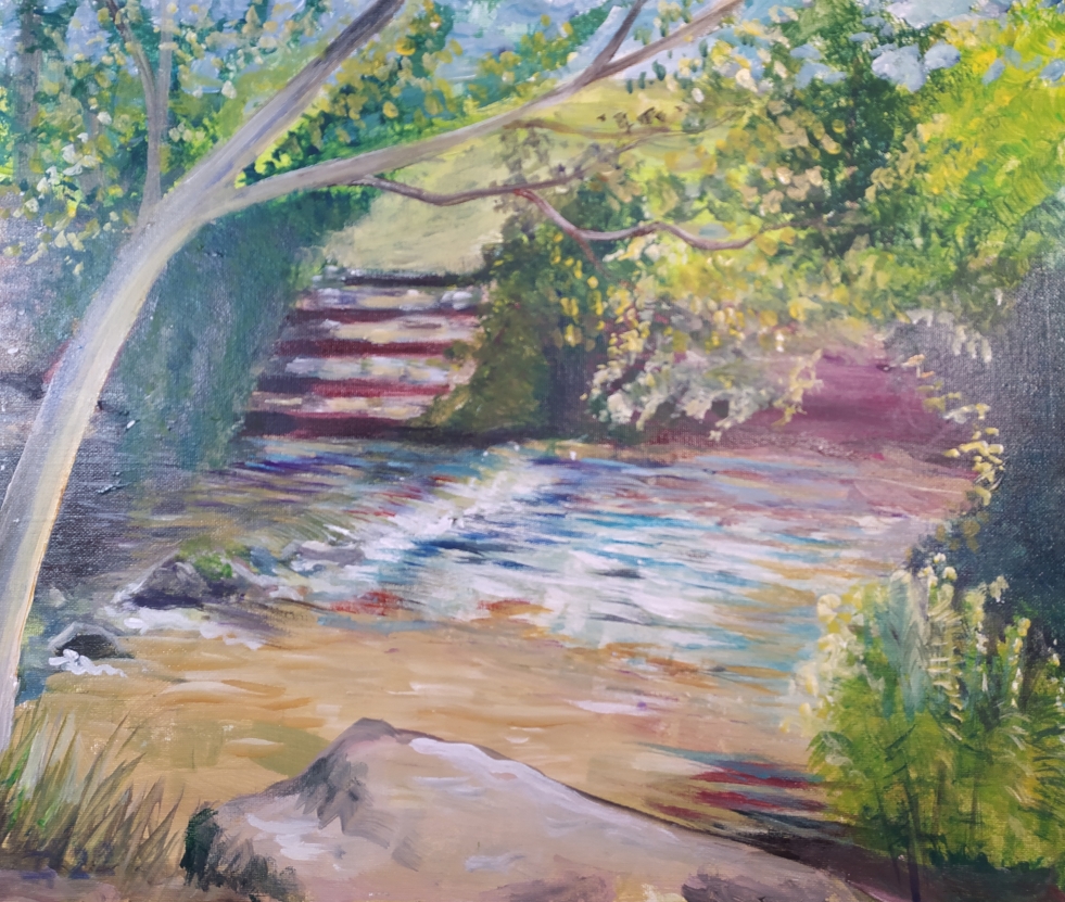 Bretaň: Po Gauguinových stopách, 2022, akryl na plátně, 46 x 38 cm