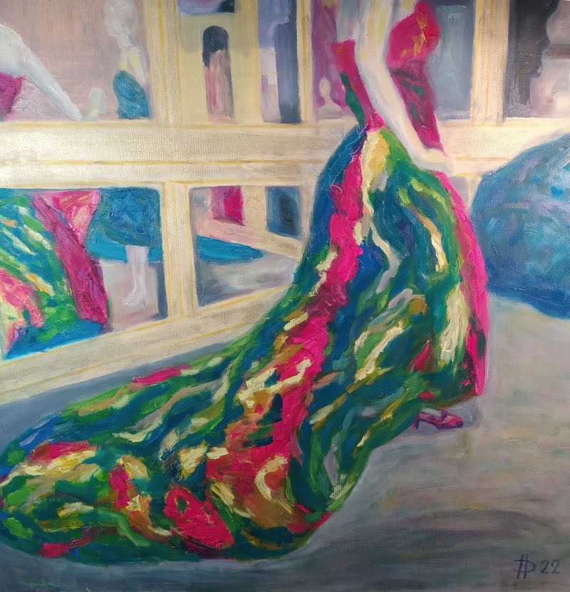 Haute couture, 2022,
olej na plátně, 60 x 60 cm