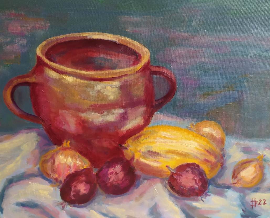 Zátiší à la Pont Aven, 2022, olej na plátně, 50 x 40 cm